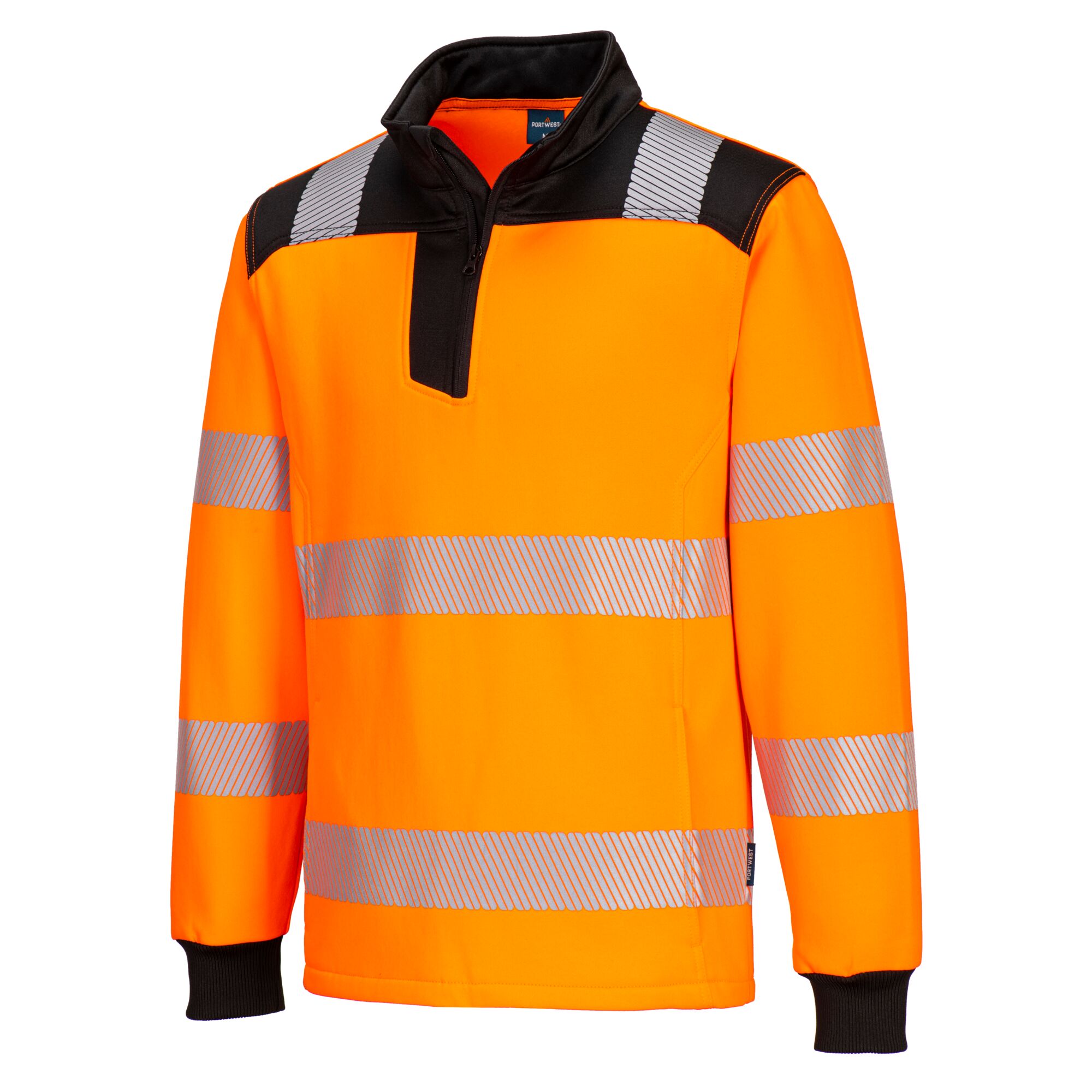 Buy Portwest PW3 Hi-Vis 1/4 Zip Sweatshirt, Orange/Black